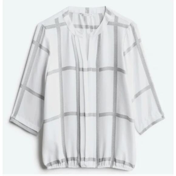 41 Hawthorn White Black Juanis Pleat Detail Gathered Hem Blouse Top Womens XL - Picture 1 of 10